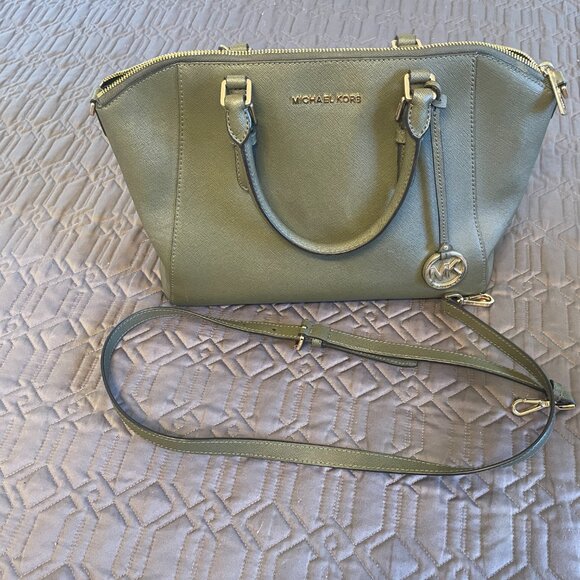 MICHAEL KORS  large SAGE green SATCHEL FREE shipping - Picture 6 of 12
